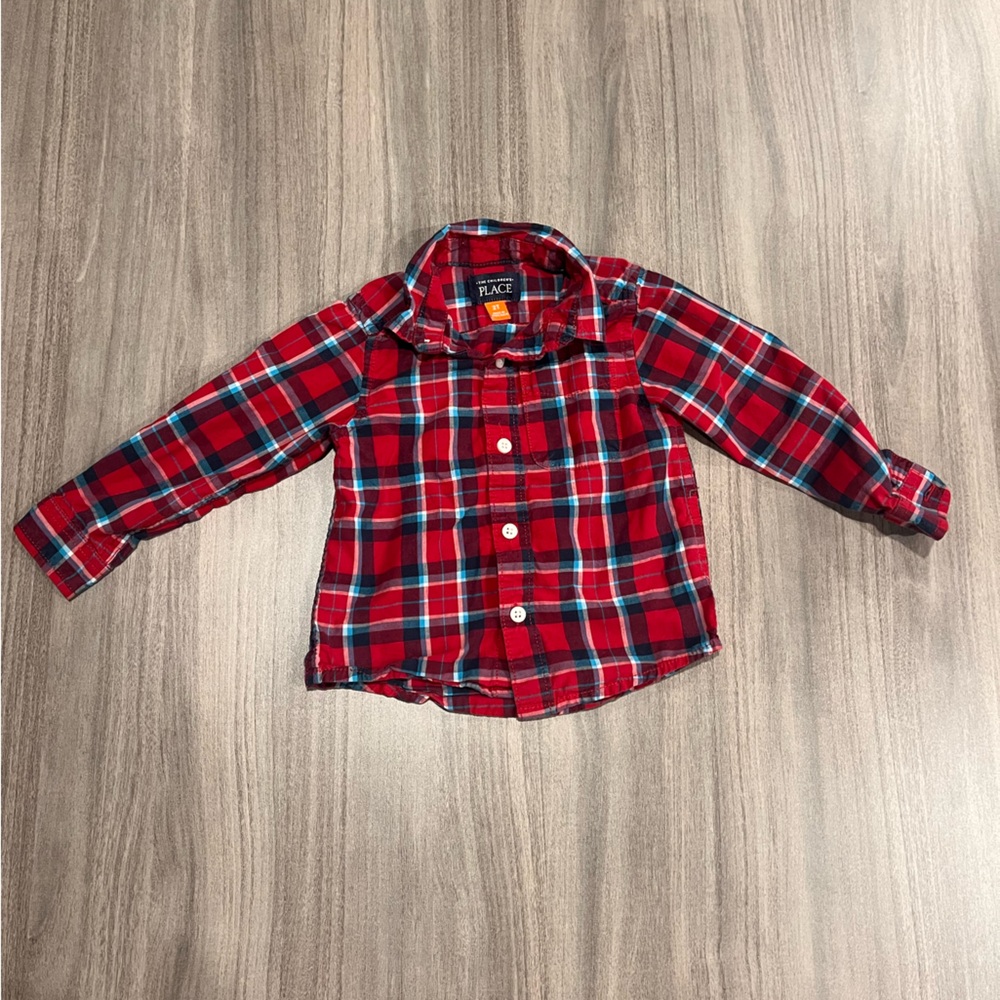 The Children's Place Red and Blue Plaid Shirt